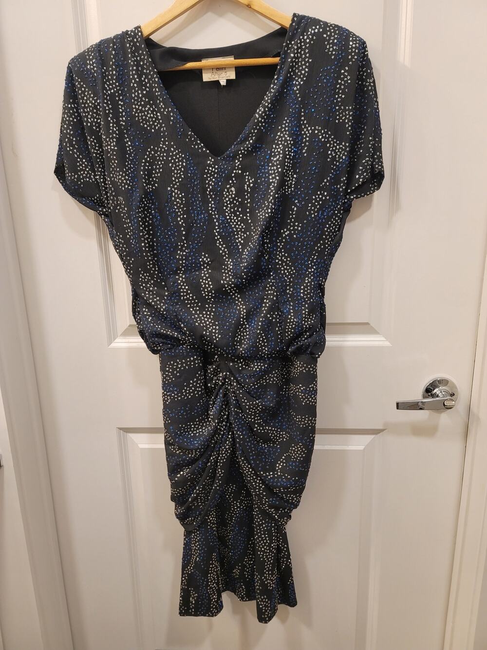 Vintage 1980s Pellini After 5 by Van Bramlett Black Sequin Dress